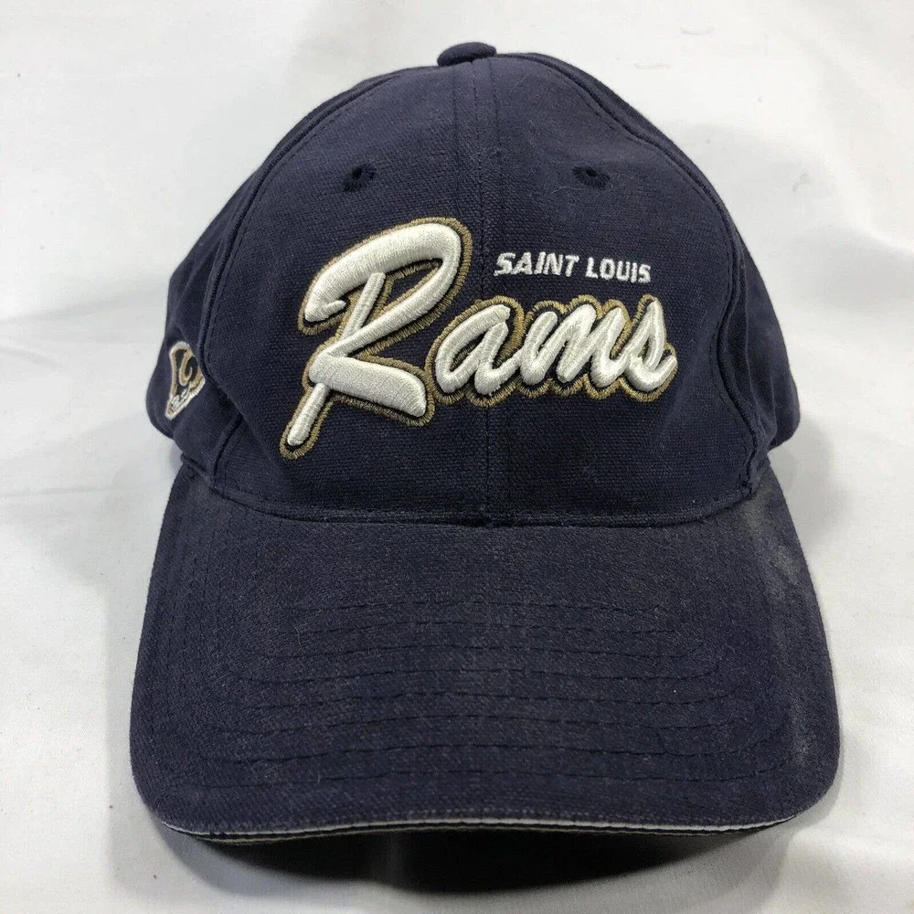 Reebok NFL St Louis Los Angeles Rams Hat Cap Script Football Adjustable OSFM
